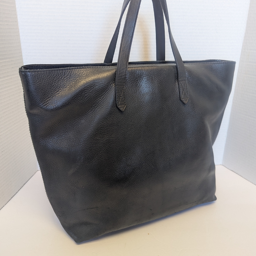 Madewell Black Leather Tote Bag Satchel Purse 15x12x5"